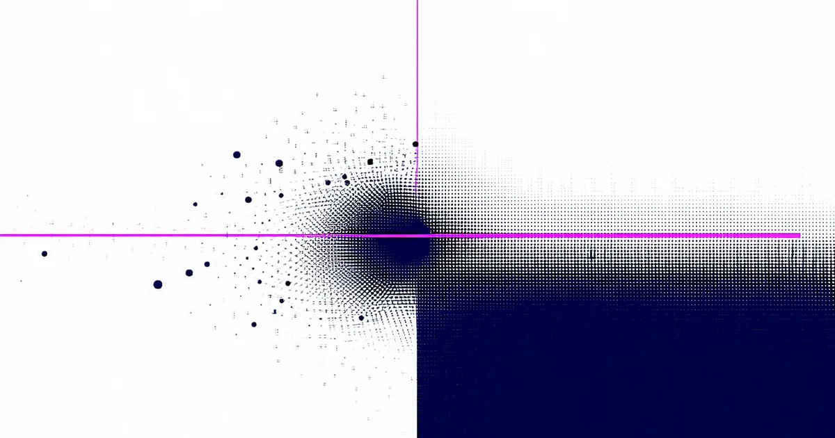 Abstract representation of labelled versus unlabelled data — scattered unmarked points gradually revealing structure
