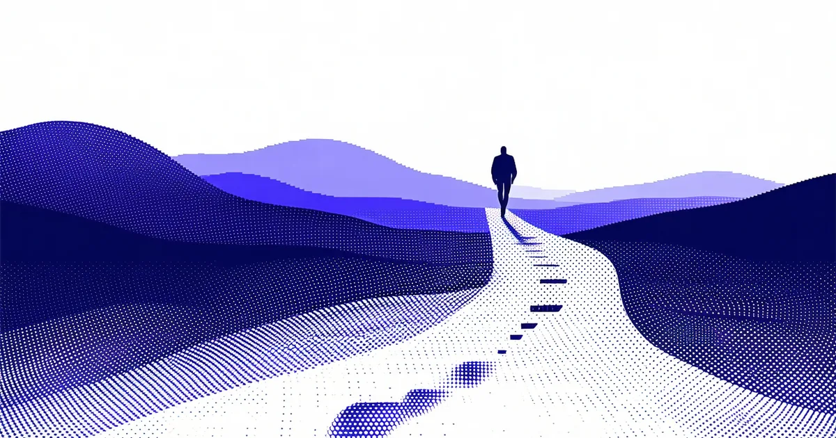 An abstract agent exploring a space, moving toward novel regions with no external reward marker